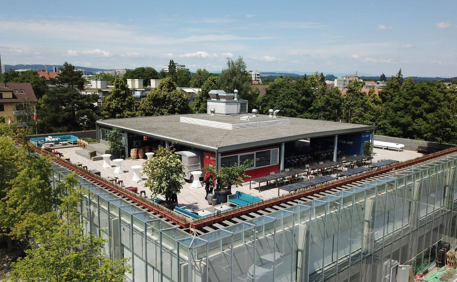 Die Terrasse vom Eventlokal Kubus zum Mieten