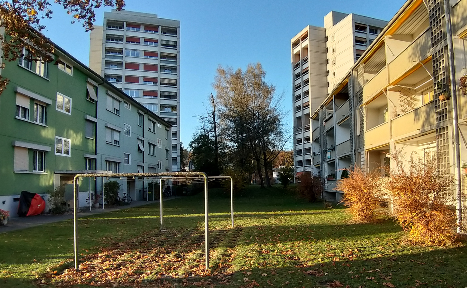 Die Siedlung Neuhaus in der Abenddaemmerung